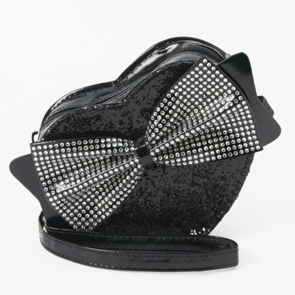 Mary Janes Style Glitter Holographic Heart Crossbody Bag - Black BNWT RETIRED